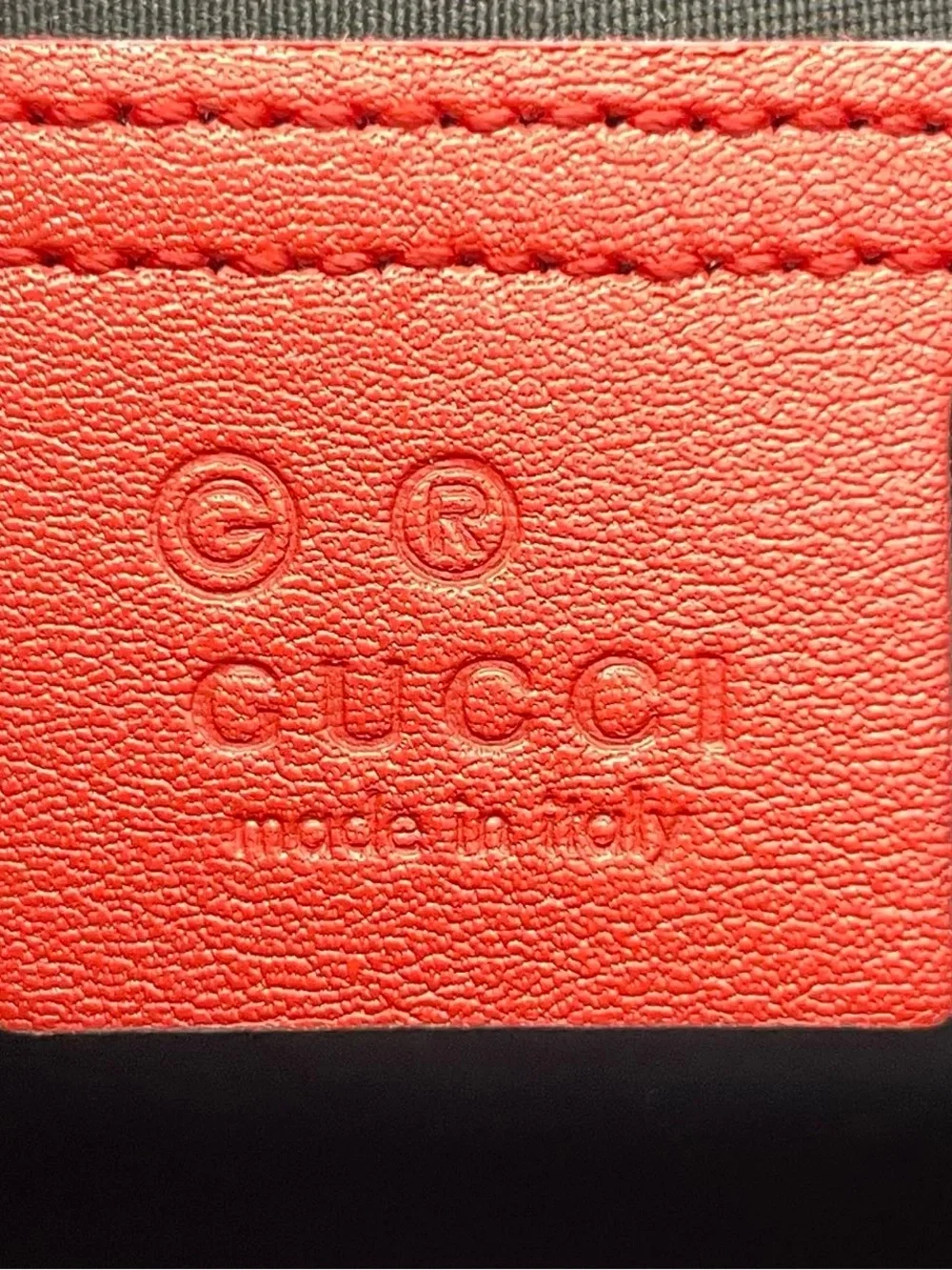 GUCCI Boston Red Joy Guccissima Embossed Leather Satchel Bag